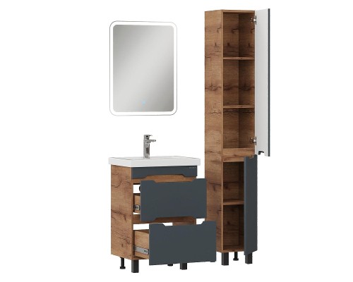 Шкаф пенал Onika Айленд 30 403084 цвет Дуб крафт золотой Графит