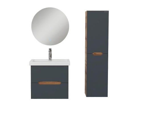 Шкаф пенал Onika Айленд 30 403085 подвесной цвет Дуб крафт золотой Графит