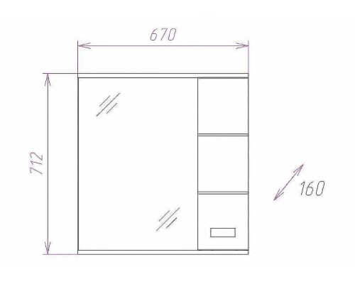 Зеркало со шкафом Onika Балтика 67.02 R 206704 с подсветкой Белое