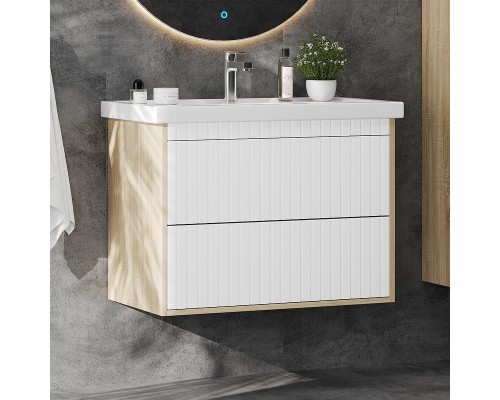 Тумба под раковину Onika Дайлер 80 108061 подвесная цвет Дуб сонома Белый матовый