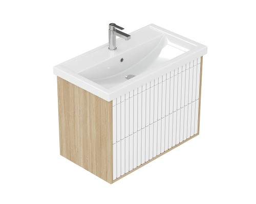Тумба под раковину Onika Дайлер 80 108061 подвесная цвет Дуб сонома Белый матовый