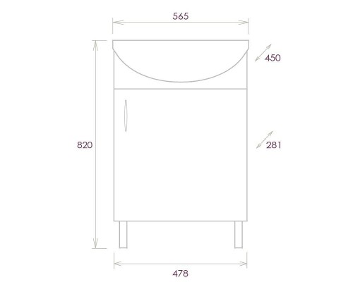 Тумба под раковину Onika Эко 52 R 105208 цвет Дуб сонома Белый