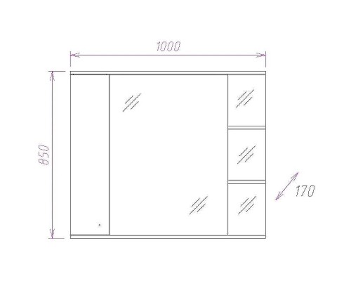 Зеркало со шкафом Onika Эльбрус 100.02 R 210004 с подсветкой Белое