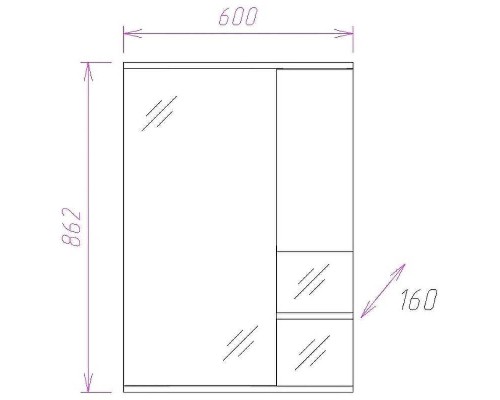 Зеркало со шкафом Onika Элита 60.01 R 206024 с подсветкой Штрокс коричневый Белый