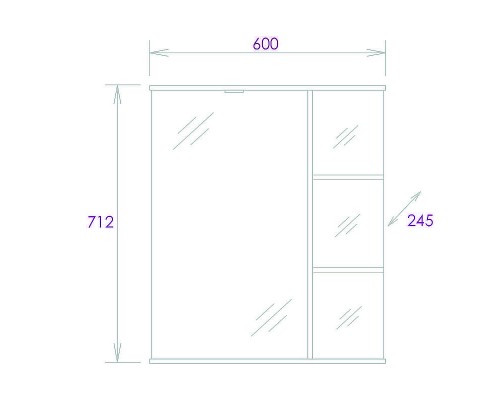 Зеркальный шкаф Onika Карина 60.01 L 206009 с подсветкой Белый