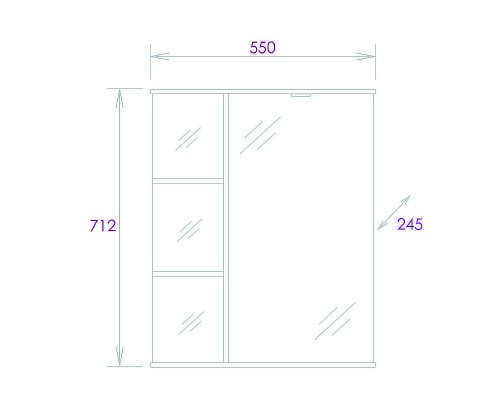 Зеркальный шкаф Onika Карина 55.01 R 205513 с подсветкой Белый