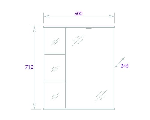 Зеркальный шкаф Onika Карина 60.01 R 206010 с подсветкой Белый