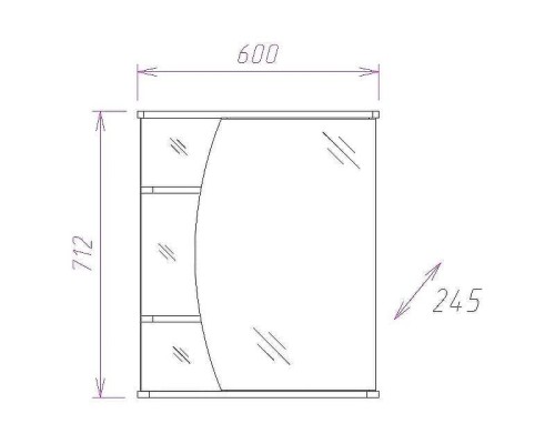Зеркальный шкаф Onika Луна 60.01 R 206014 с подсветкой Белый