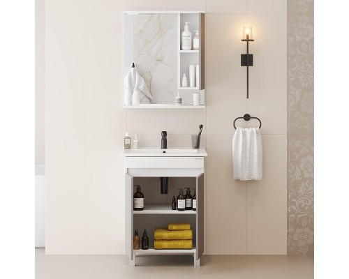 Зеркало со шкафом Onika Марви 60 R 206088 с подсветкой цвет Белый Мокко