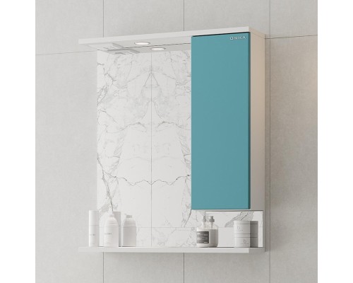Зеркало со шкафом Onika Марви 60 R 206089 с подсветкой цвет Белый Бирюзовый