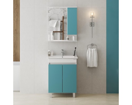 Зеркало со шкафом Onika Марви 60 R 206089 с подсветкой цвет Белый Бирюзовый