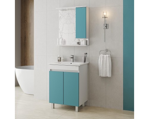 Зеркало со шкафом Onika Марви 60 R 206089 с подсветкой цвет Белый Бирюзовый