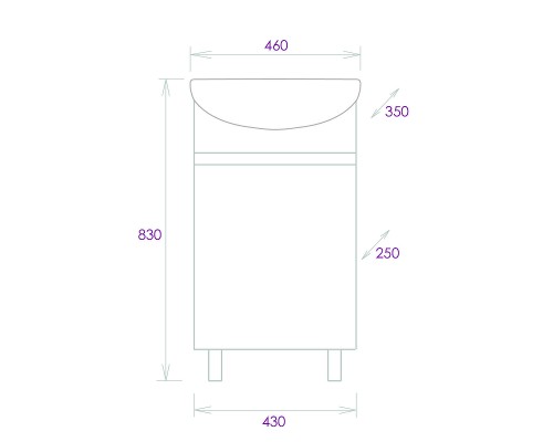 Тумба под раковину Onika Милтон 45 R 104510 цвет Белый