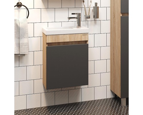 Тумба под раковину Onika Милтон 45 R 104511 подвесная цвет Дуб сонома Серый