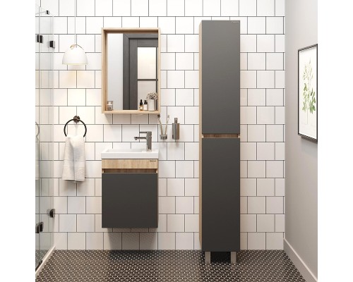 Тумба под раковину Onika Милтон 45 R 104511 подвесная цвет Дуб сонома Серый