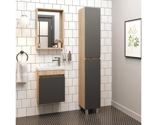 Тумба под раковину Onika Милтон 45 R 104511 подвесная цвет Дуб сонома Серый