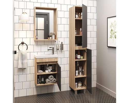 Тумба под раковину Onika Милтон 45 R 104511 подвесная цвет Дуб сонома Серый