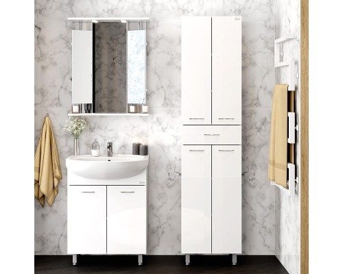 Шкаф пенал Onika Модерн 46 404602 с бельевой корзиной цвет Белый