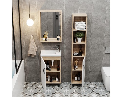 Тумба под раковину Onika Тимбер 45 L 104508 цвет Дуб сонома Белый матовый