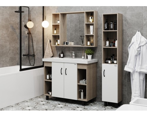 Тумба под раковину Onika Тимбер 100 110011 цвет Дуб сонома Белый матовый