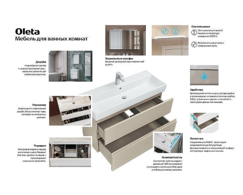 Зеркальный шкаф Roca Oleta 50 R A857644515 с подсветкой Капучино