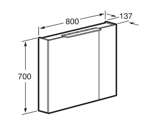 Зеркальный шкаф Roca Oleta 80 A857647806 с подсветкой Белый глянец
