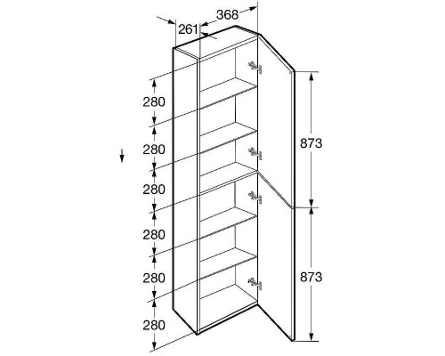 Шкаф пенал Roca Ona 40 A857635509 подвесной Белый матовый
