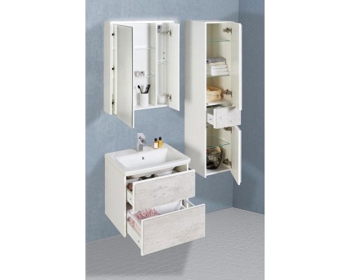 Зеркальный шкаф Roca Ronda 70 ZRU9303008 с подсветкой Бетон Белый матовый