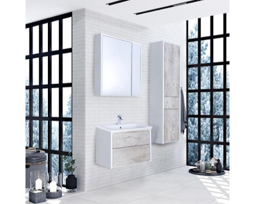 Зеркальный шкаф Roca Ronda 70 ZRU9303008 с подсветкой Бетон Белый матовый