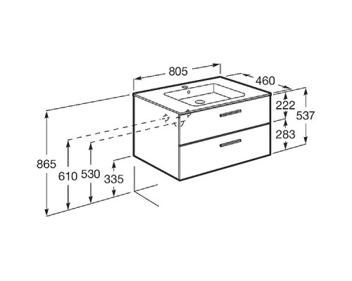 Тумба под раковину Roca Victoria 80 A857470517 подвесная Орех