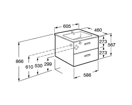 Тумба под раковину Roca Victoria Nord 60 ZRU9000027 подвесная Венге