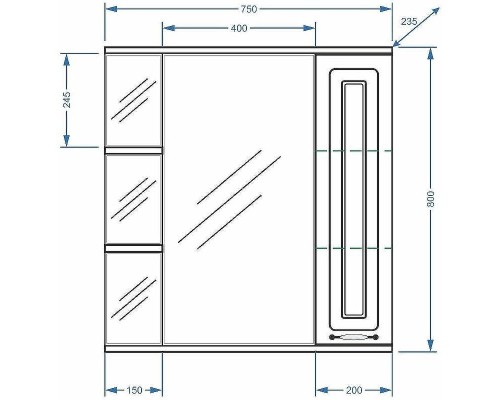 Зеркало со шкафом Stella Polar Кармела 75 SP-00000185 Ольха белая