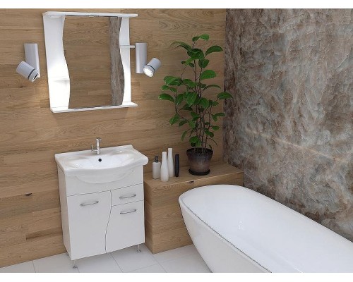 Зеркальный шкаф Stella Polar Волна Верея 55 SP-00000040 с подсветкой Белый