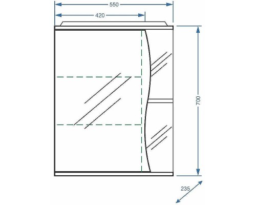 Зеркальный шкаф Stella Polar Волна Верея 55 SP-00000040 с подсветкой Белый