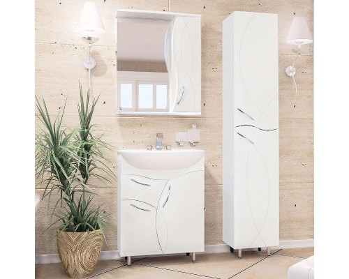 Зеркало со шкафом Style Line Амелия 75 с подсветкой Белый глянец