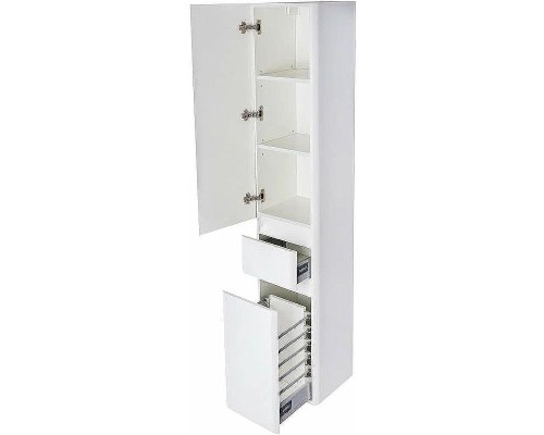 Шкаф пенал Style Line Атлантика 35 L Люкс Plus СС-00002257 с бельевой корзиной Белый матовый антискрейтч