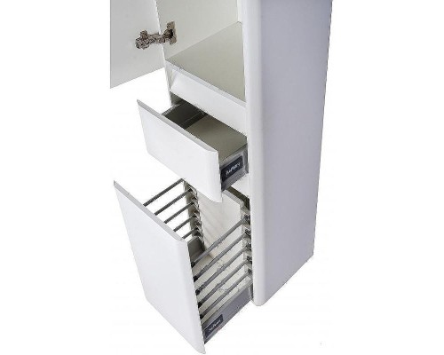 Шкаф пенал Style Line Атлантика 35 L Люкс Plus СС-00002257 с бельевой корзиной Белый матовый антискрейтч