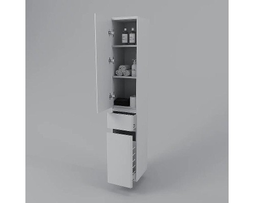 Шкаф пенал Style Line Атлантика 35 L Люкс Plus СС-00002257 с бельевой корзиной Белый матовый антискрейтч