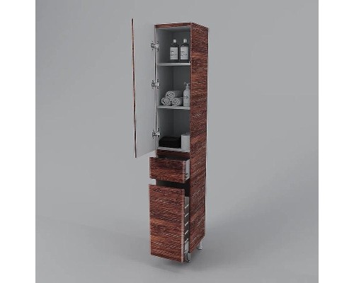 Шкаф пенал Style Line Атлантика 35 L Люкс Plus СС-00002222 с бельевой корзиной Старое дерево