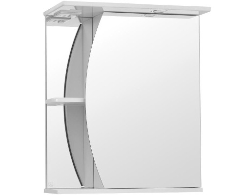 Зеркало Style Line Эко волна Камелия 60 С с подсветкой и полками Белый глянец