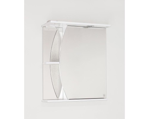 Зеркало Style Line Эко волна Камелия 60 С с подсветкой и полками Белый глянец