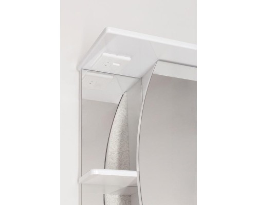 Зеркало Style Line Эко волна Камелия 60 С с подсветкой и полками Белый глянец