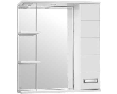 Зеркало со шкафом Style Line Ирис 75 С с подсветкой Белый глянец