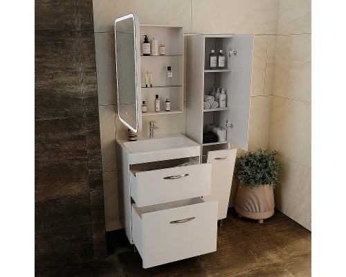 Зеркальный шкаф Style Line Каре 55 L СС-00002373 с подсветкой Белый