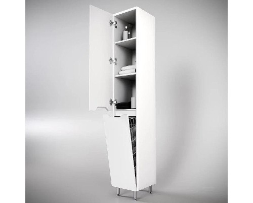 Шкаф пенал Style Line Марелла 30 L Люкс Plus СС-00002445 с бельевой корзиной Белый матовый антискрейтч