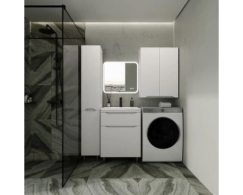 Шкаф пенал Style Line Марелла 30 L Люкс Plus СС-00002445 с бельевой корзиной Белый матовый антискрейтч