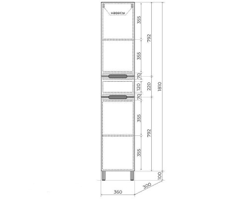Шкаф пенал Style Line Матис 36 ЛС-00002440 цвет Олива