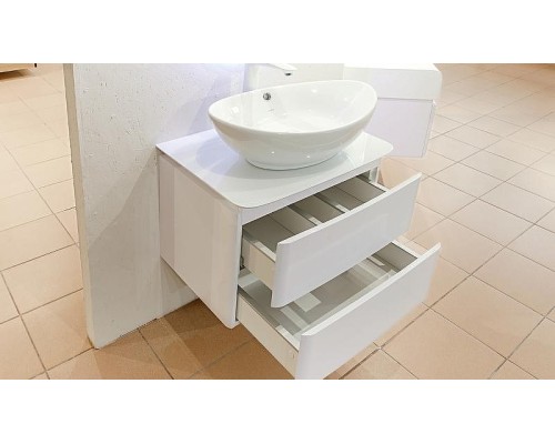 Тумба под раковину Velvex Luna 60 tp.LUN.60.2Y подвесная Белая глянцевая