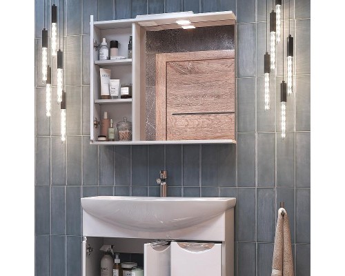 Зеркало со шкафом Vigo Callao 80 L z.CAL.80.L.El с подсветкой Белое с электровыключателем