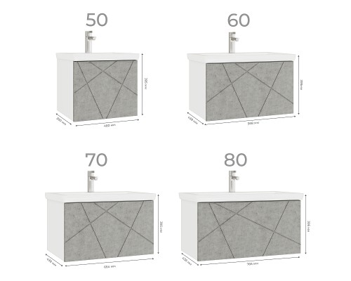Тумба под раковину Vigo Geometry 50 032 подвесная цвет Бетон